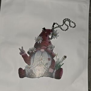 Gnome Acrylic  Car Decor with Floral Accents